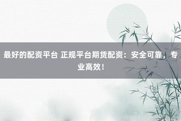 最好的配資平臺(tái) 正規(guī)平臺(tái)期貨配資：安全可靠，專業(yè)高效！