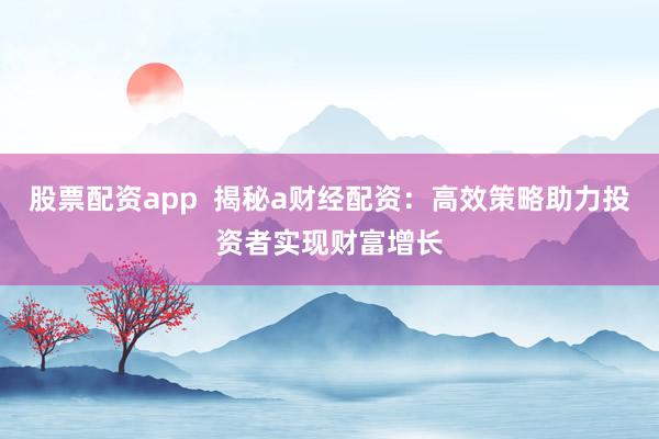 股票配資app  揭秘a財經(jīng)配資：高效策略助力投資者實現(xiàn)財富增長