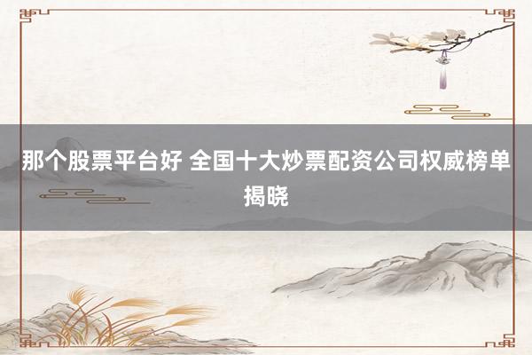 那個股票平臺好 全國十大炒票配資公司權(quán)威榜單揭曉
