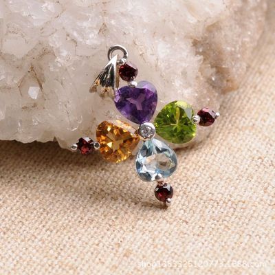 【純天然寶石級(jí)多彩水晶包銀邊掛墜 編號(hào)23519】?jī)r(jià)格,廠(chǎng)家,圖片,項(xiàng)鏈,東海縣盛飾珠寶-